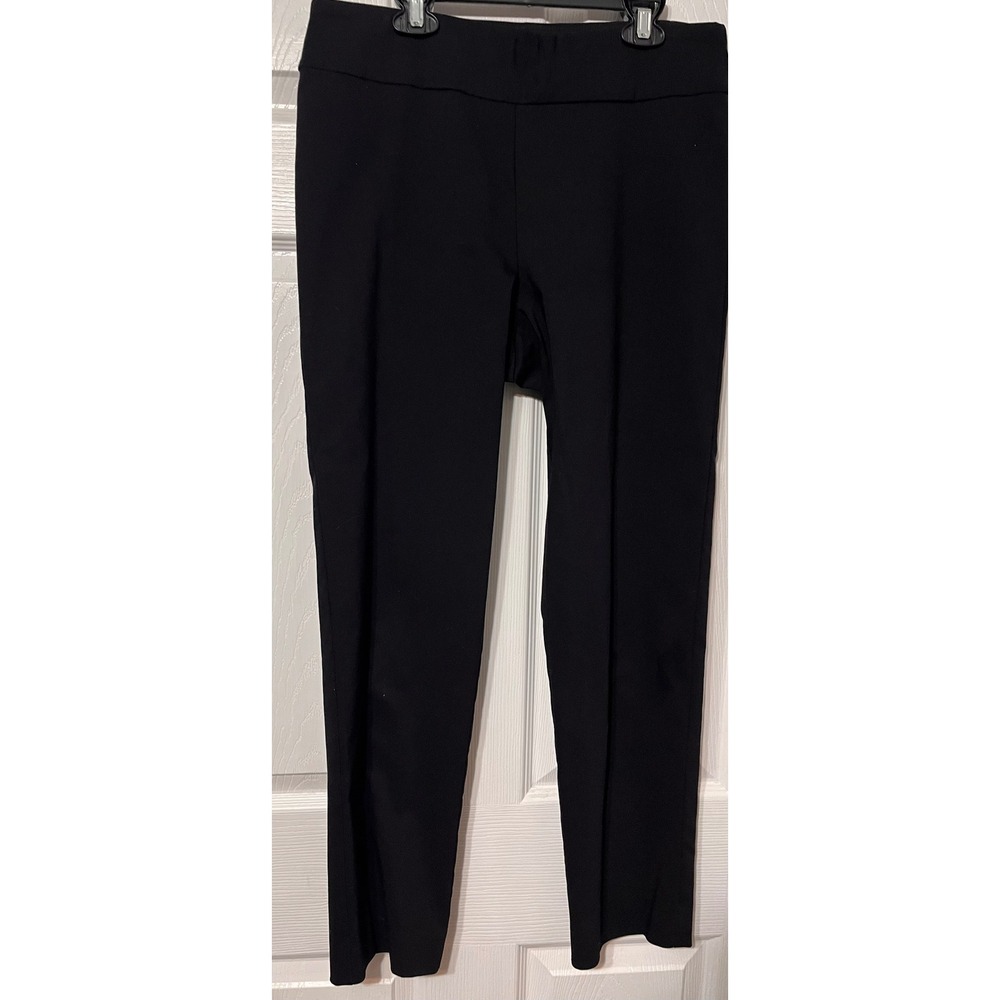 Krazy Larry Black Pull On Ankle Pants Womens Sz 10 Stretch Tummy Panel USA Made